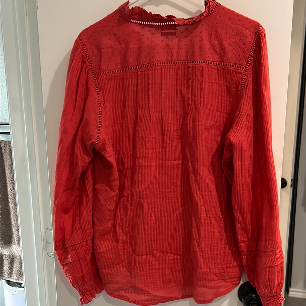 Faherty Rust Orange Button Down Blouse With Manda… - image 6